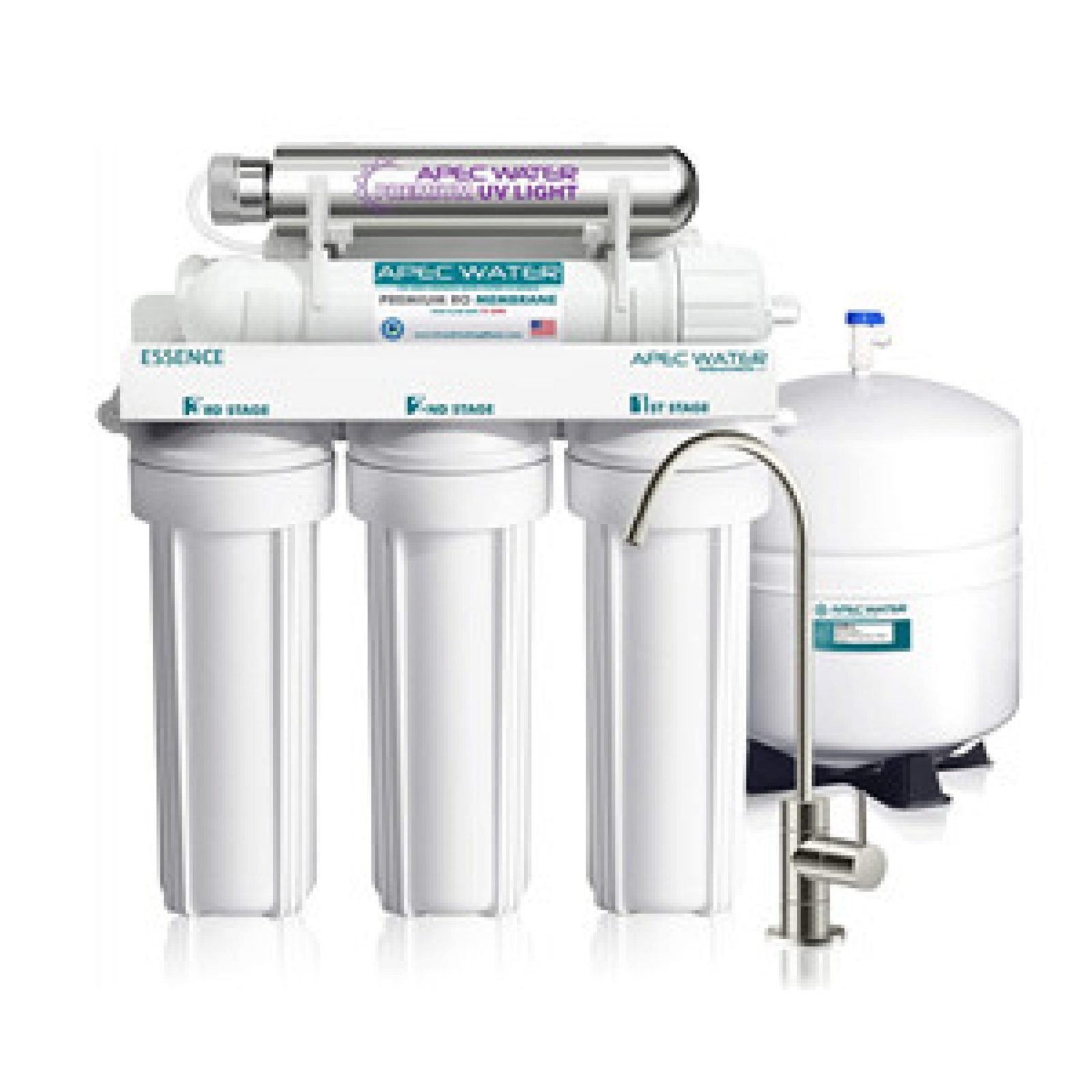 APEC Essence 5-stage reverse osmosis under-sink system with storage tank and faucet